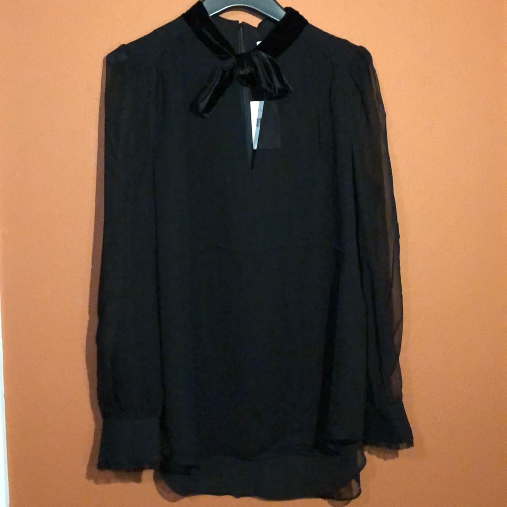 Mixed velvet chiffon top
